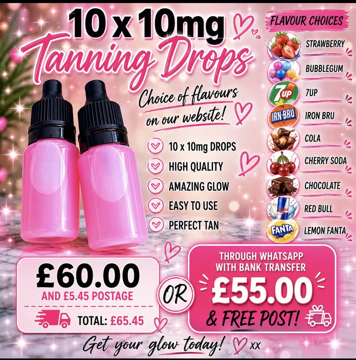 10 x TANNING DROPS unlabelled)
