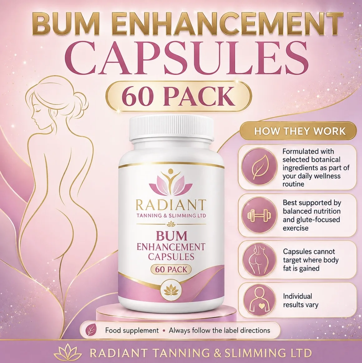 Bum enhancement capsules STOCK CLEARANCE