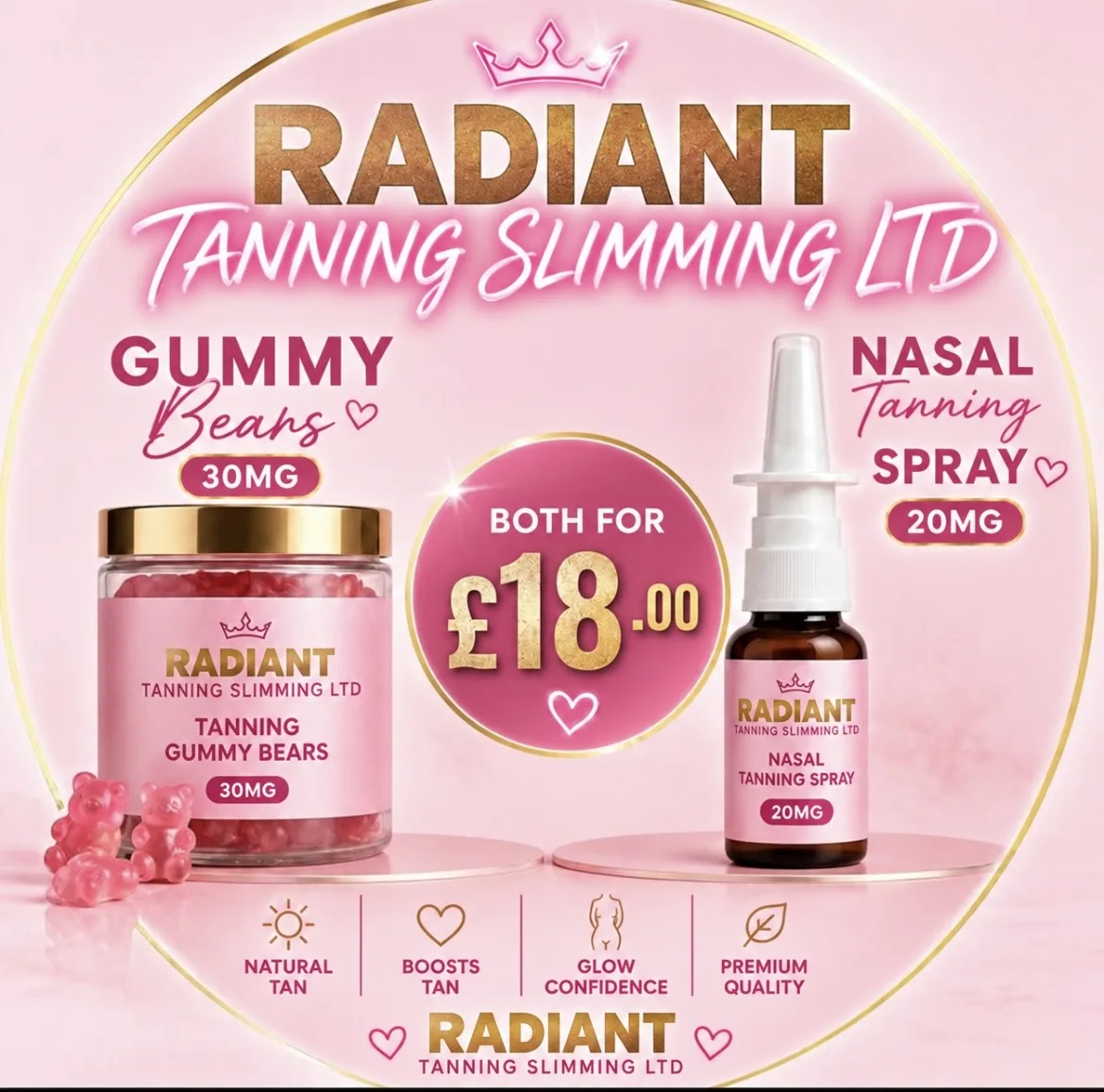 Tanning gummies 30MG and double strength 20mg nasal tanning spray duo